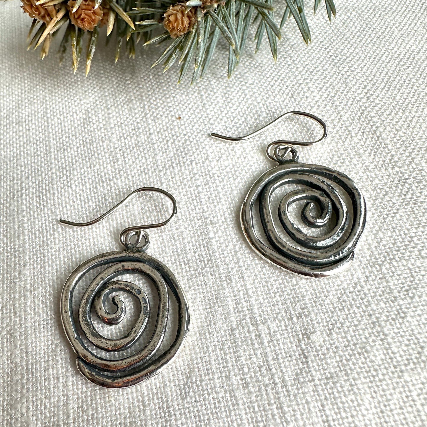 Whimsical Sterling Silver Swirl Earrings – Handmade Dangle Jewelry by iNk Jewelry