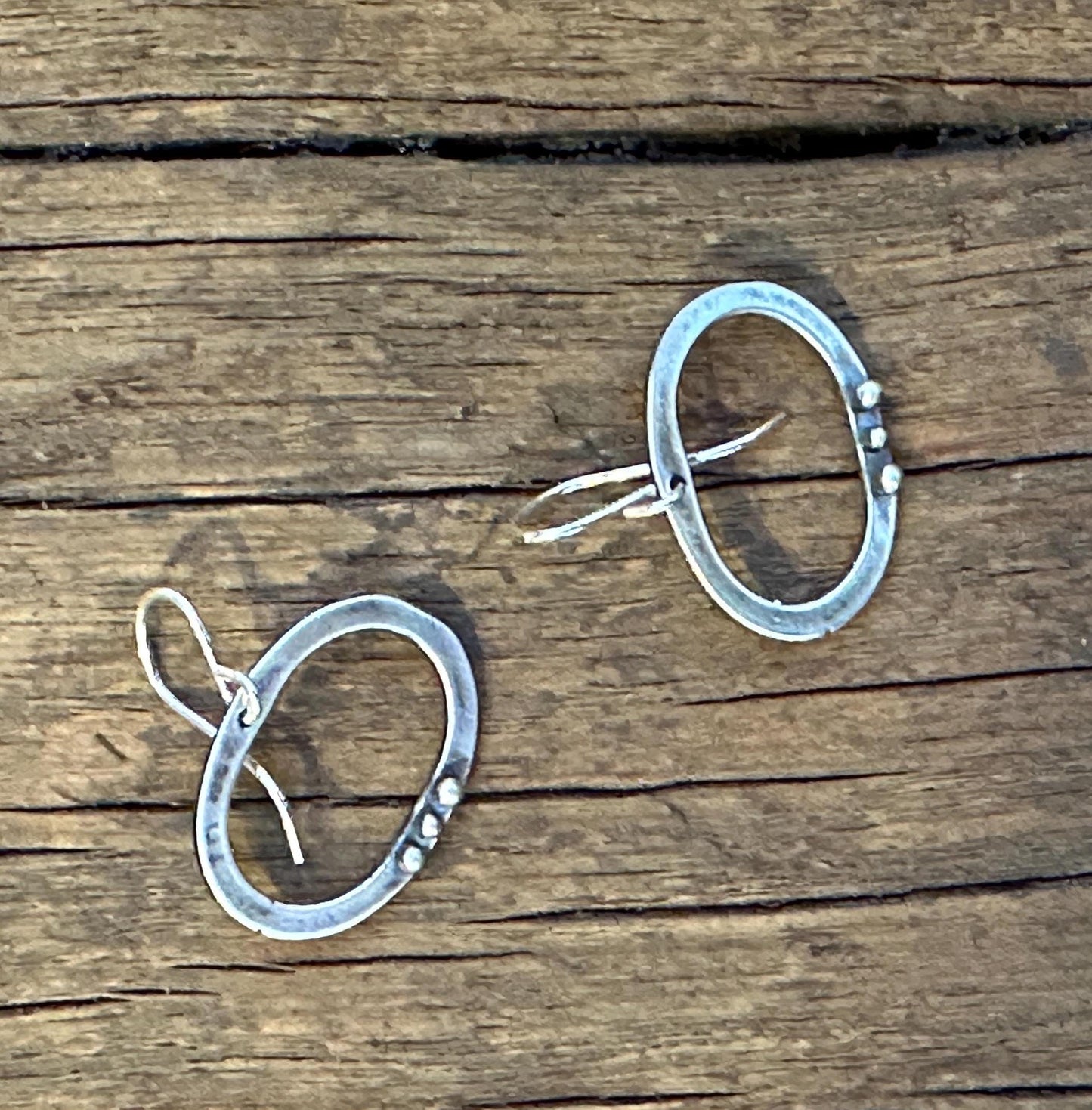 Sterling Silver Oval Dot Earrings "Three Moons" Earrings by iNk Jewelry