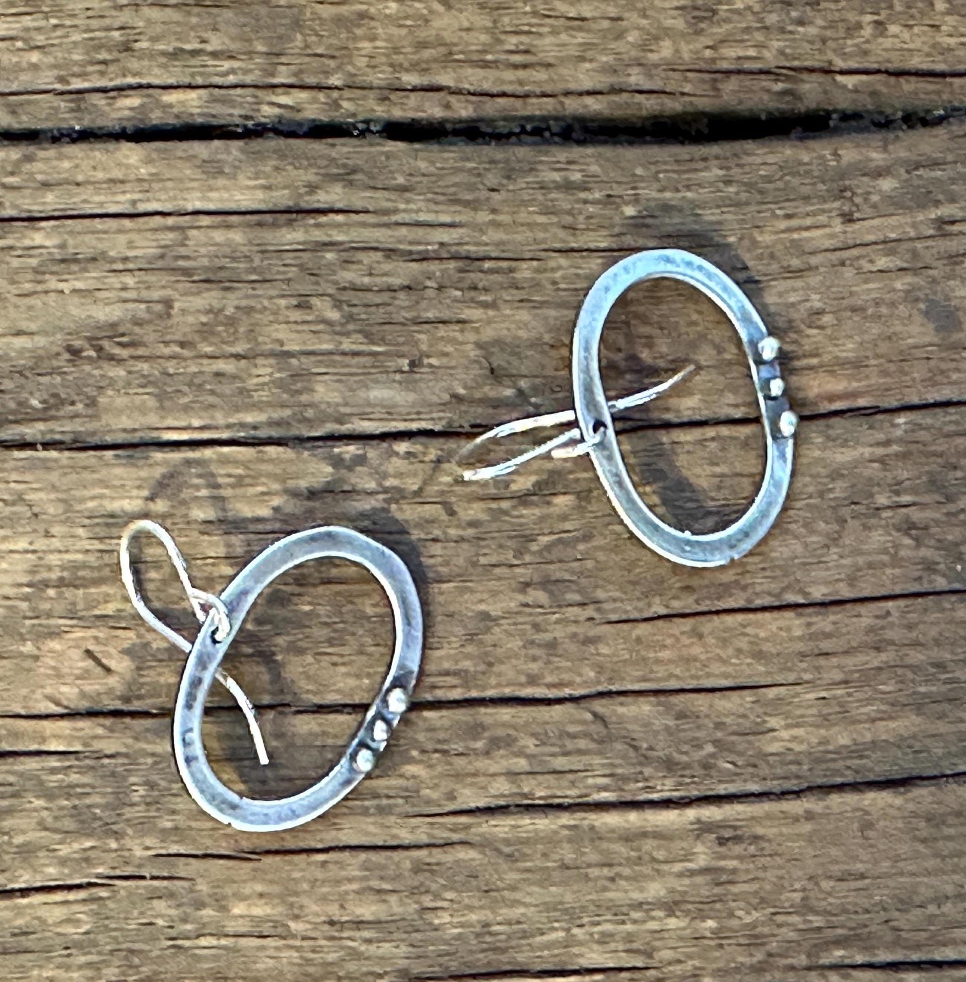 Sterling Silver Oval Dot Earrings "Three Moons" Earrings by iNk Jewelry