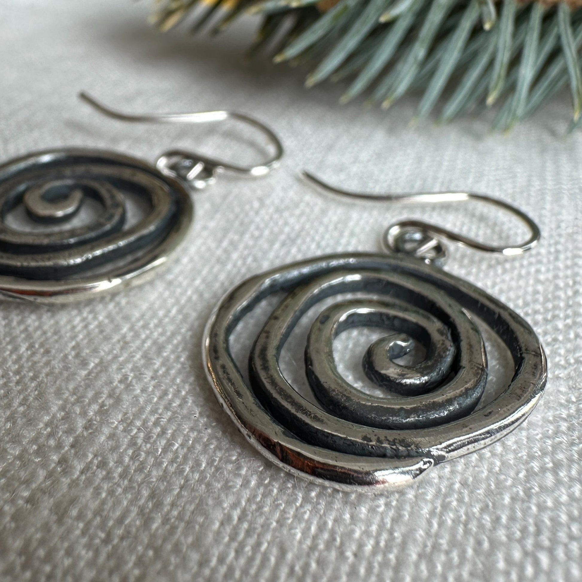 Whimsical Sterling Silver Swirl Earrings – Handmade Dangle Jewelry by iNk Jewelry