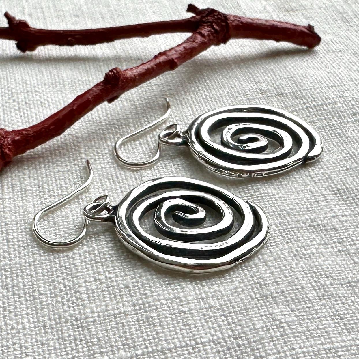 Whimsical Sterling Silver Swirl Earrings – Handmade Dangle Jewelry by iNk Jewelry