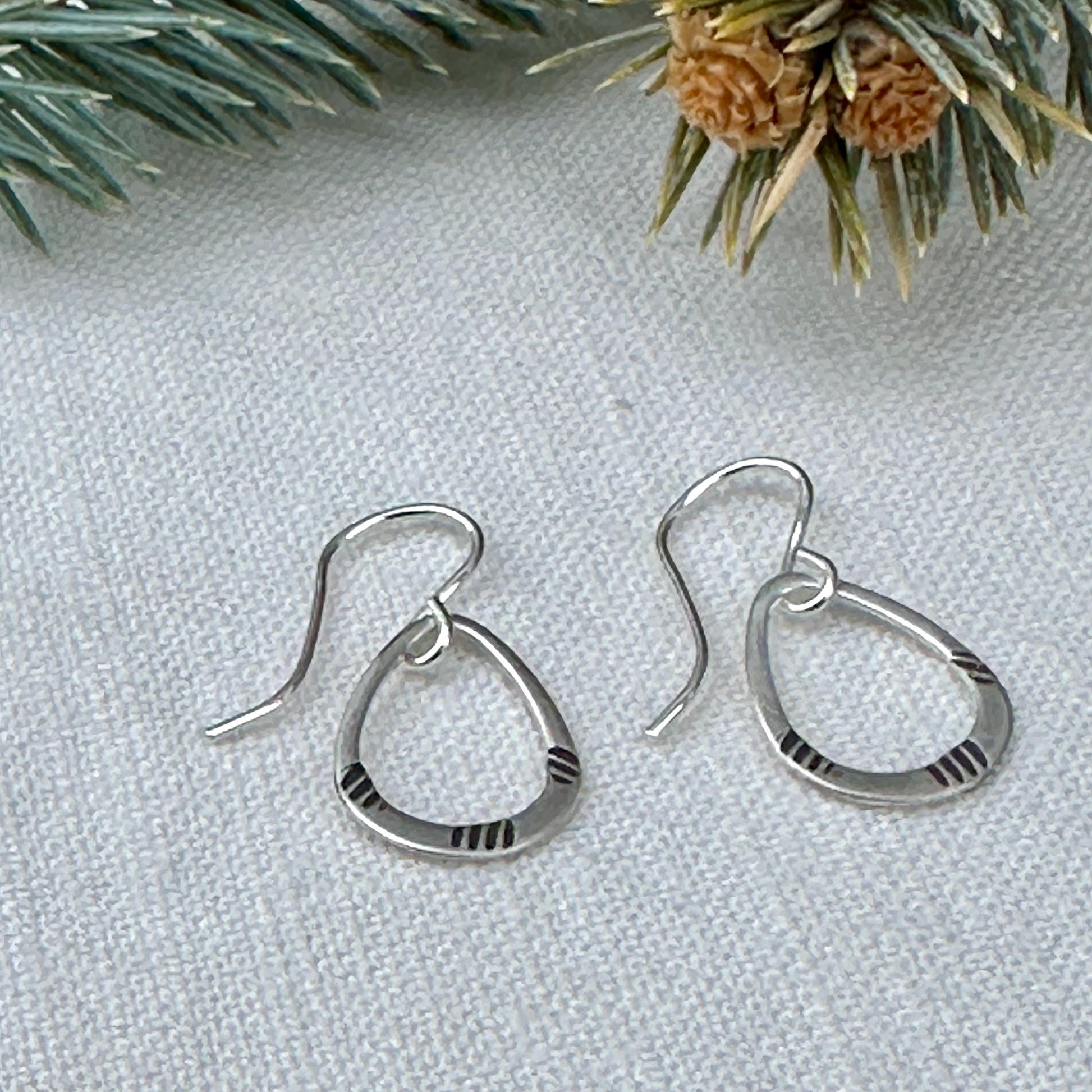 Dainty Sterling Silver Tiny Lisbeth Earrings – Textured Drop Dangle by iNk Jewelry