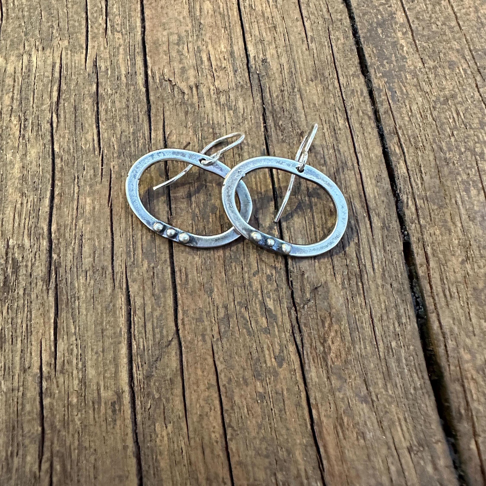 Sterling Silver Oval Dot Earrings "Three Moons" Earrings by iNk Jewelry