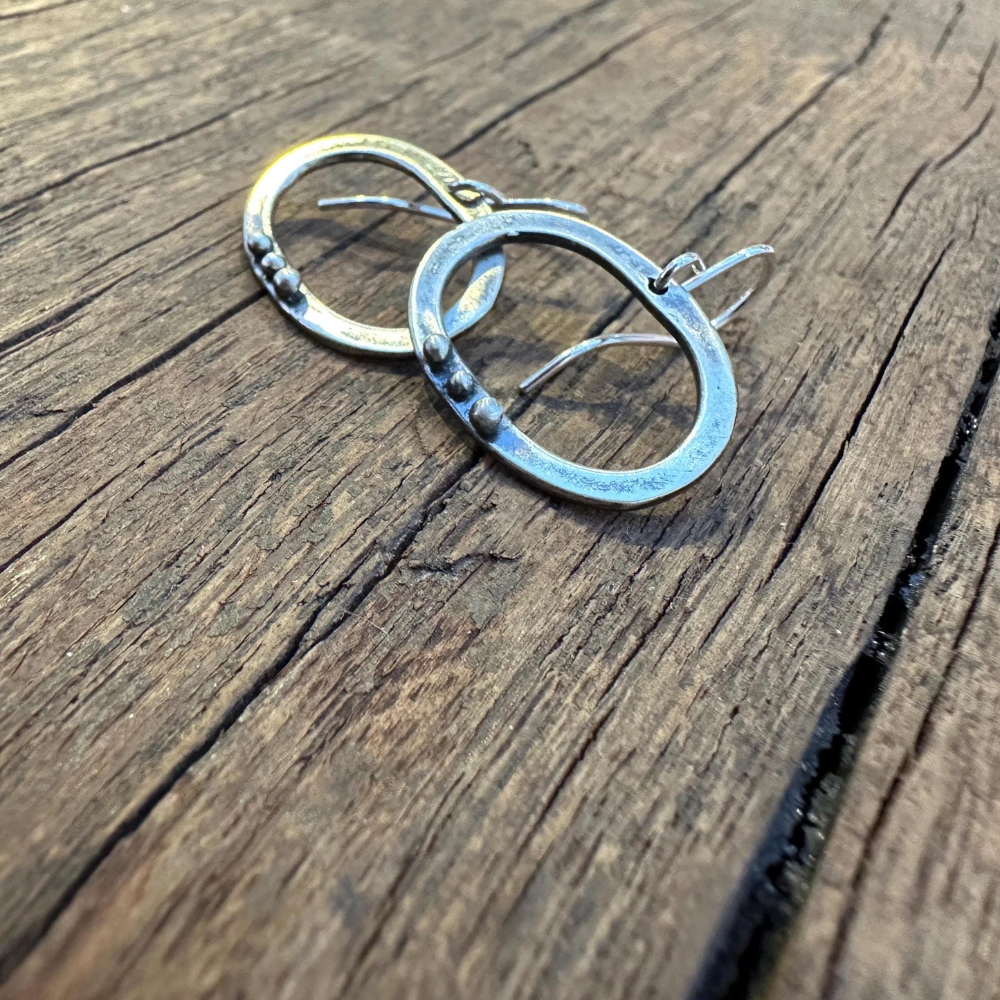 Sterling Silver Oval Dot Earrings "Three Moons" Earrings by iNk Jewelry