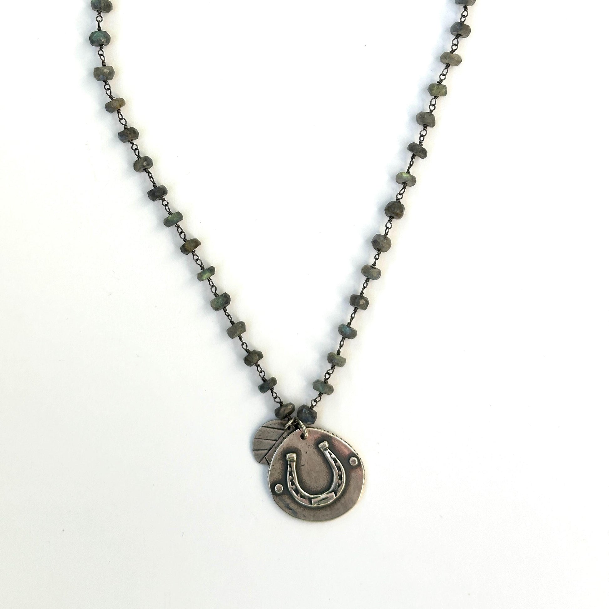 Luckily Sterling Silver Horseshoe & Labradorite Necklace by iNk Jewelry
