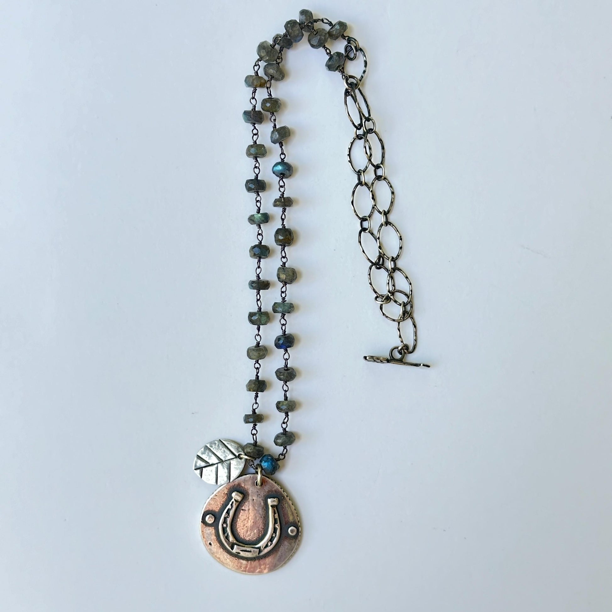 Luckily Sterling Silver Horseshoe & Labradorite Necklace by iNk Jewelry