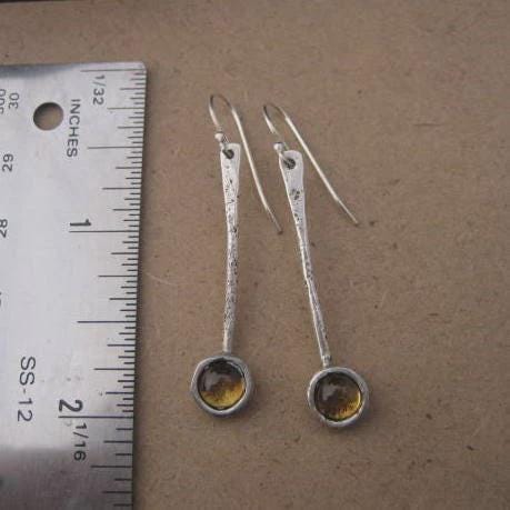 Tic Toc Earrings Sterling Silver Carnelian Gemstone Dangle Long Drop by iNk Jewelry