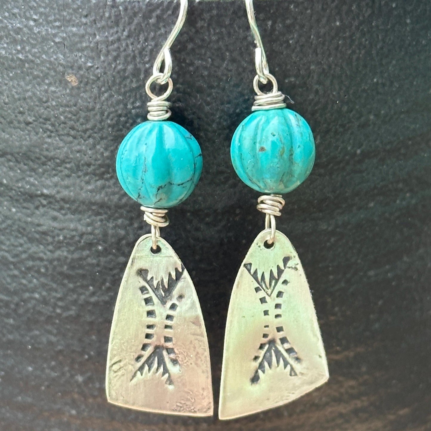 Sterling Silver Wing Earrings Handmade Turquoise Dangle Jewelry by iNk Jewelry