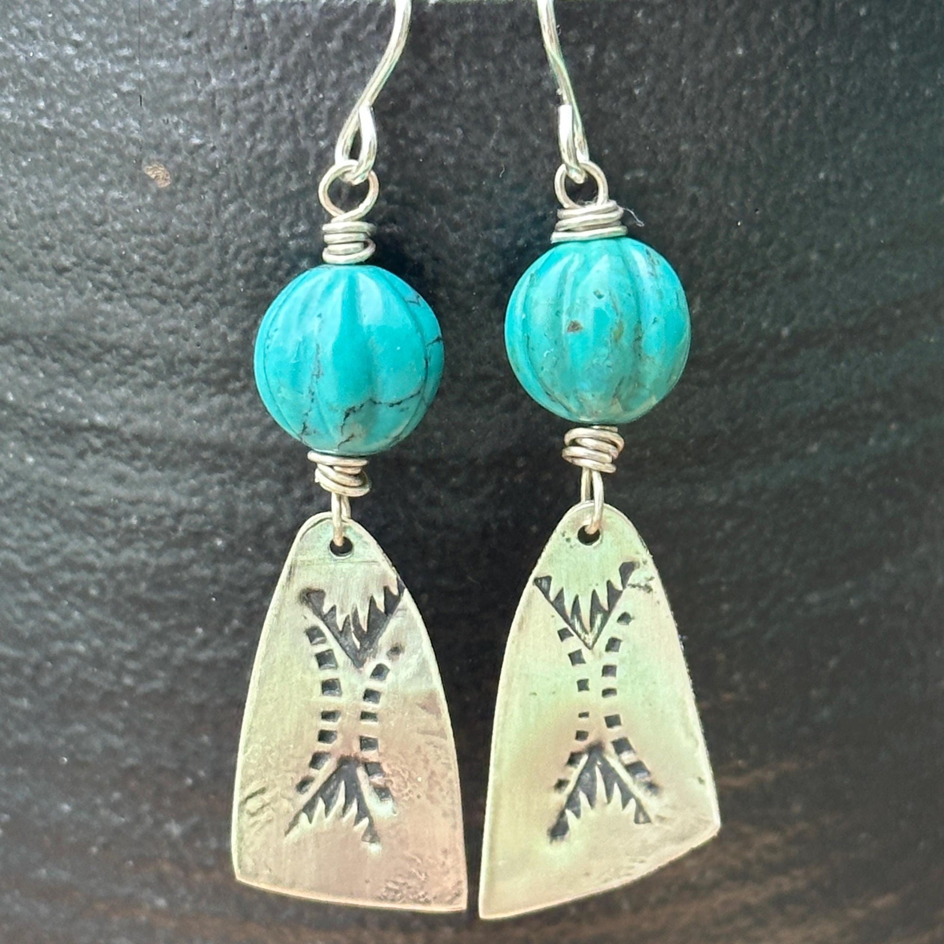Sterling Silver Wing Earrings Handmade Turquoise Dangle Jewelry by iNk Jewelry