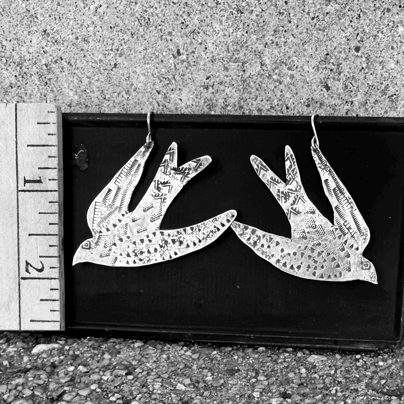 Soaring Swallow Sterling Silver Earrings by iNk Jewelry