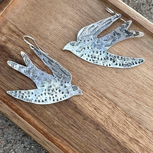Soaring Swallow Sterling Silver Earrings by iNk Jewelry