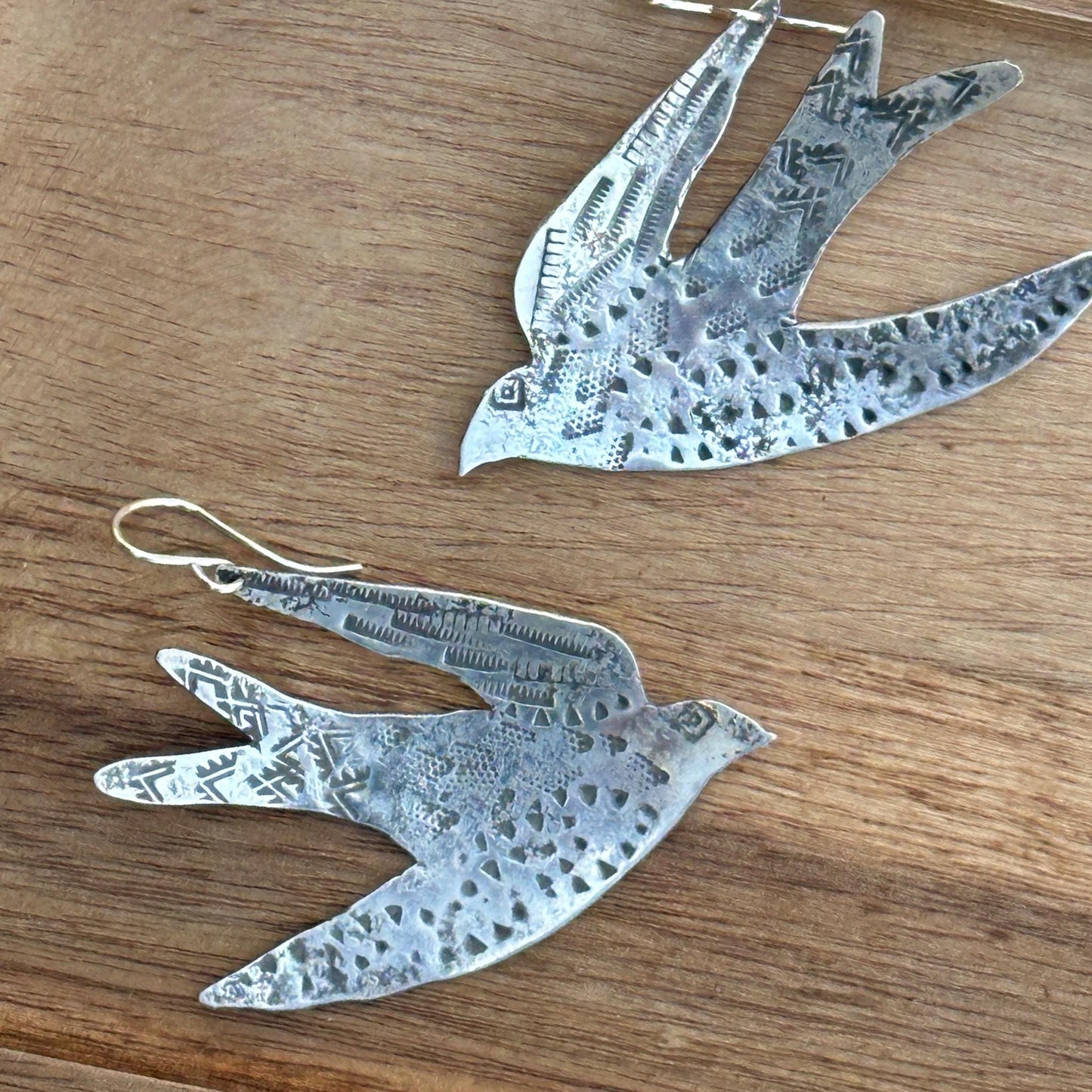 Soaring Swallow Sterling Silver Earrings by iNk Jewelry