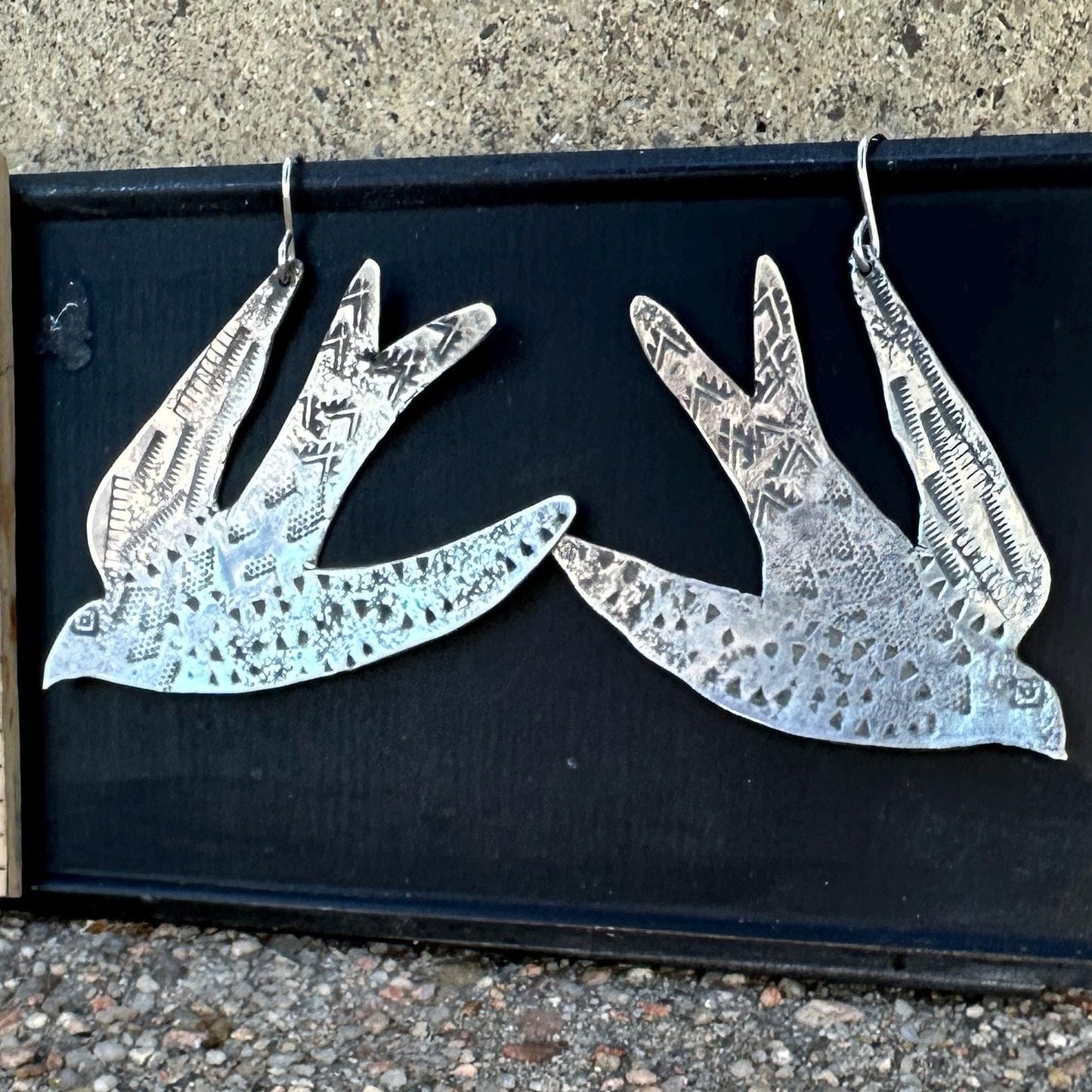 Soaring Swallow Sterling Silver Earrings by iNk Jewelry