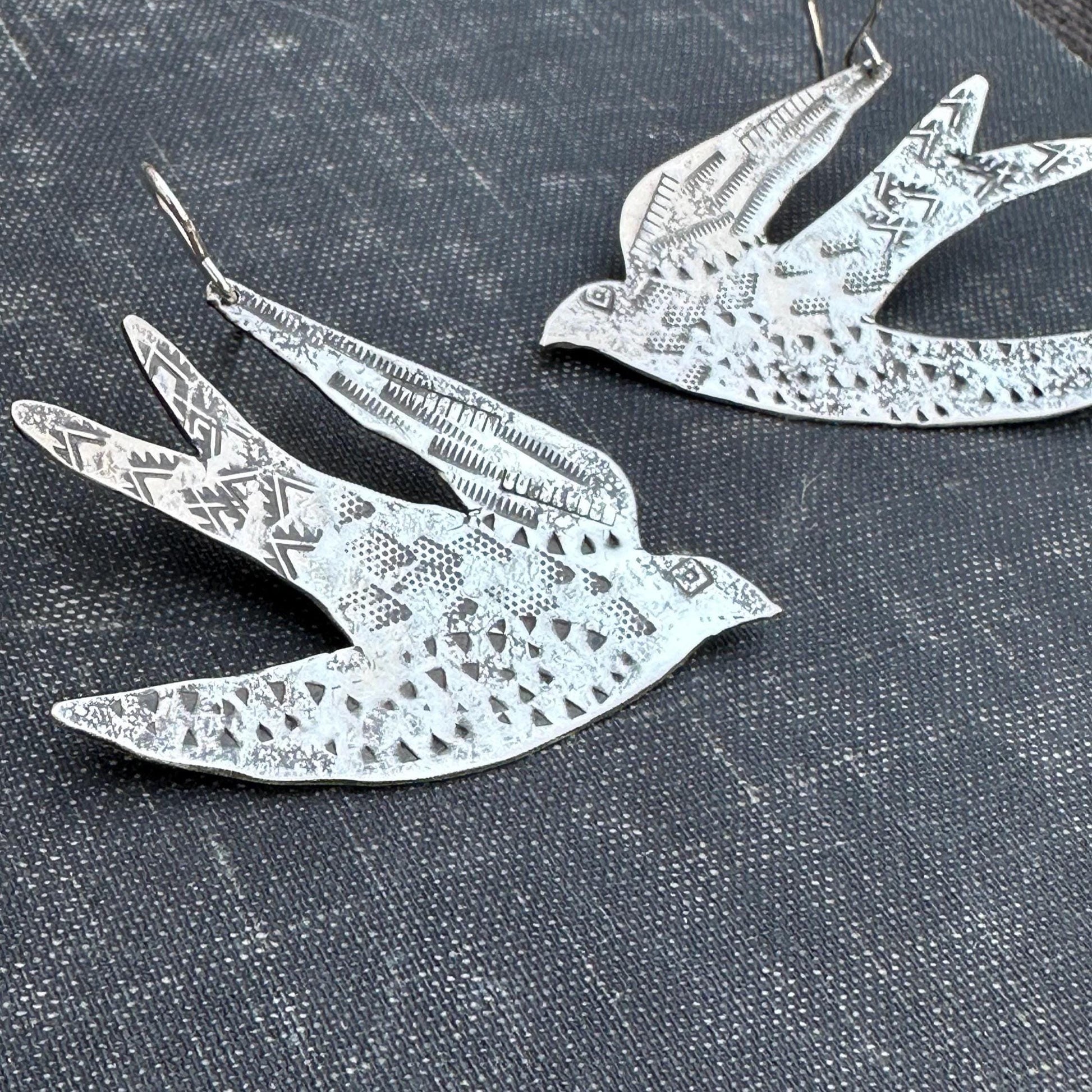 Soaring Swallow Sterling Silver Earrings by iNk Jewelry