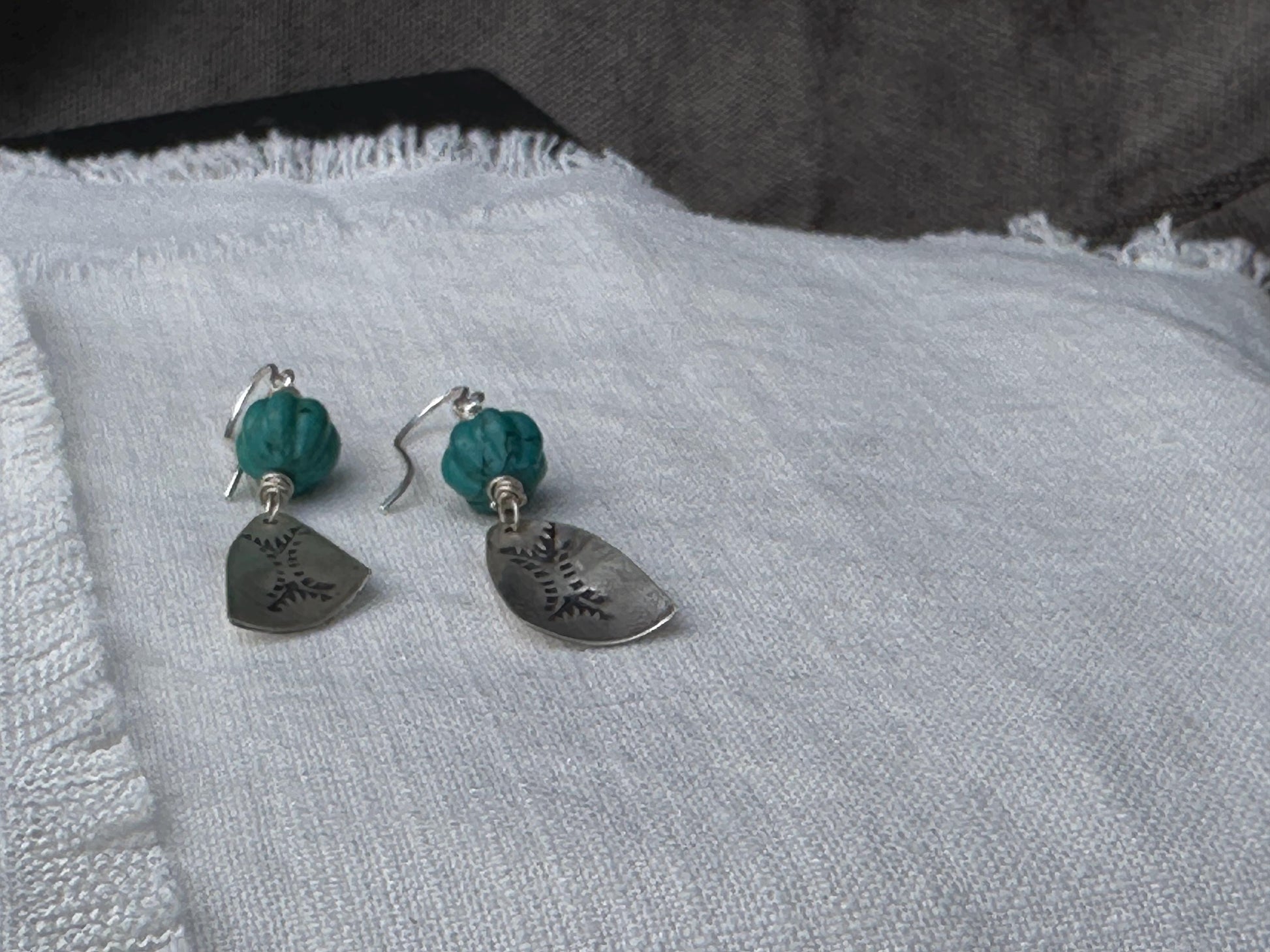 Sterling Silver Wing Earrings Handmade Turquoise Dangle Jewelry by iNk Jewelry