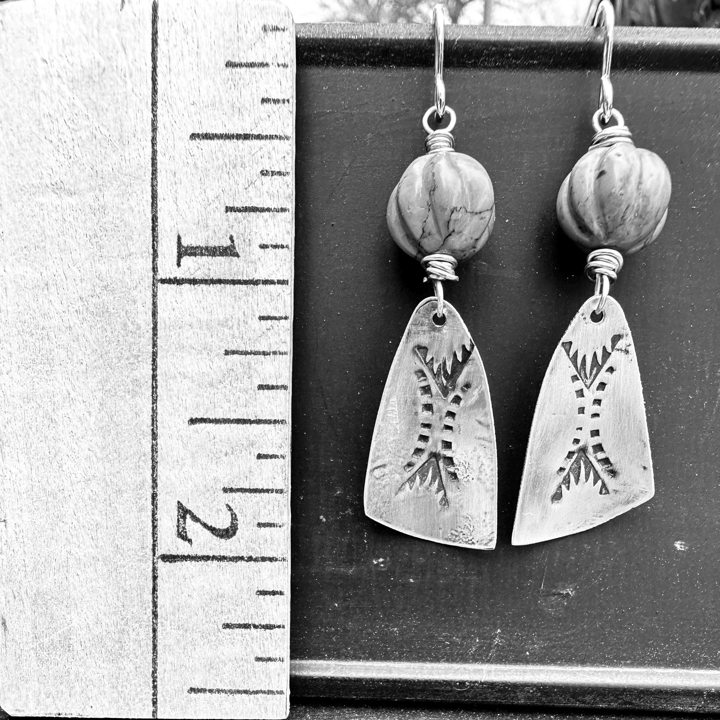 Sterling Silver Wing Earrings Handmade Turquoise Dangle Jewelry by iNk Jewelry