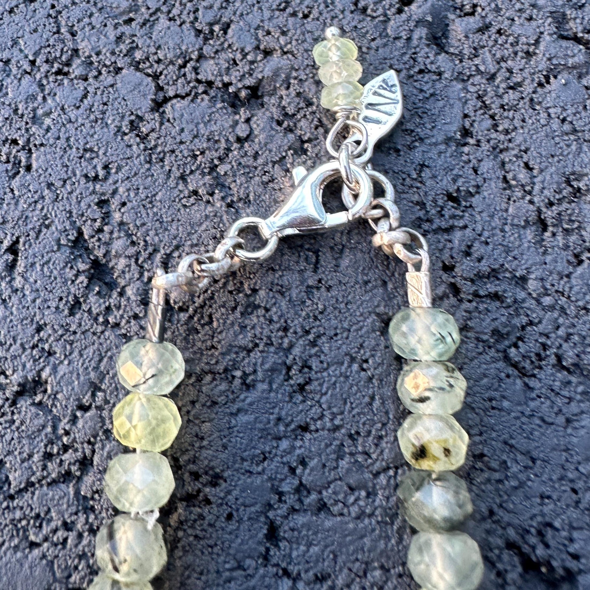 Sterling Dragonfly Necklace – Green Fluorite Beads & Leaf Clasp by iNk Jewelry
