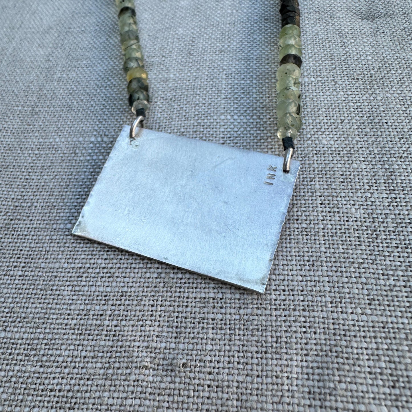 Sterling Dragonfly Necklace – Green Fluorite Beads & Leaf Clasp by iNk Jewelry