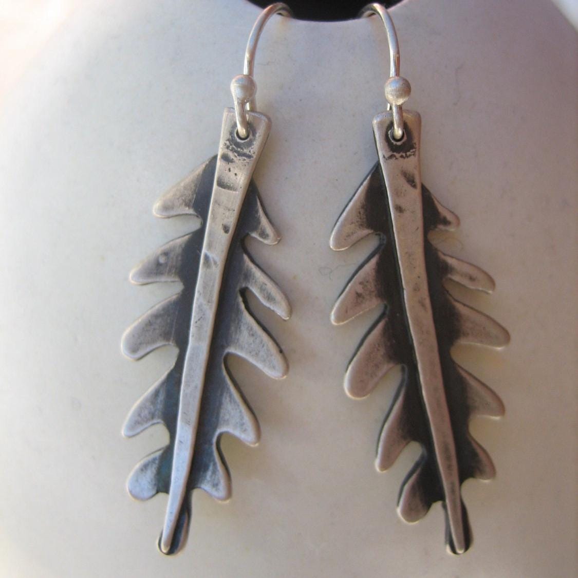 Fiddle Leaf Fern Earrings in Solid Sterling Silver by iNk Jewelry