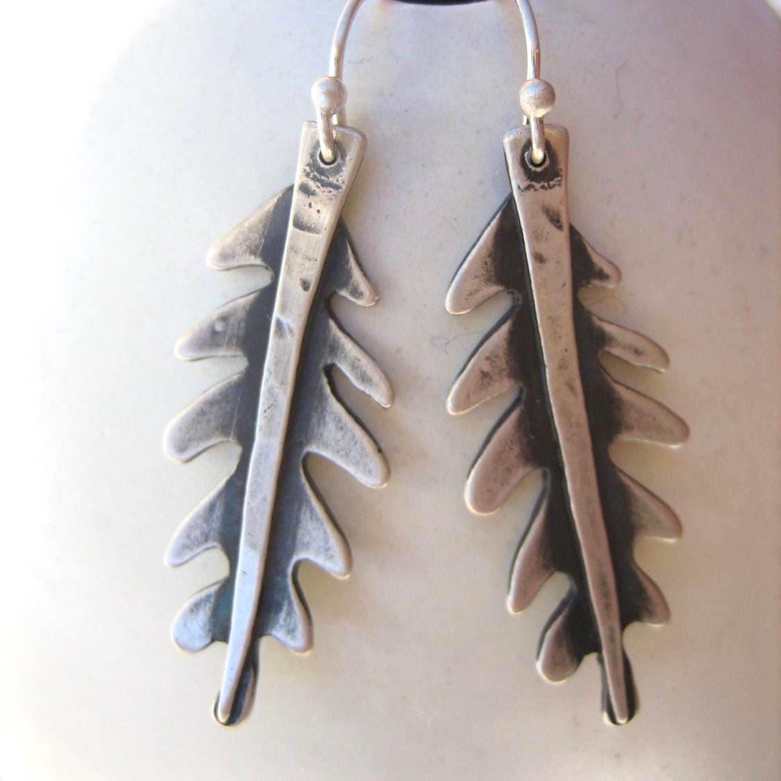Fiddle Leaf Fern Earrings in Solid Sterling Silver by iNk Jewelry