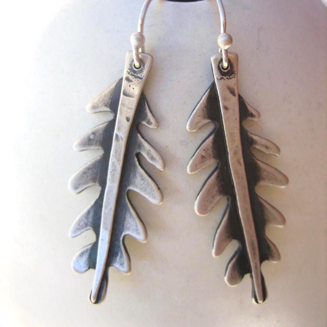 Fiddle Leaf Fern Earrings in Solid Sterling Silver by iNk Jewelry