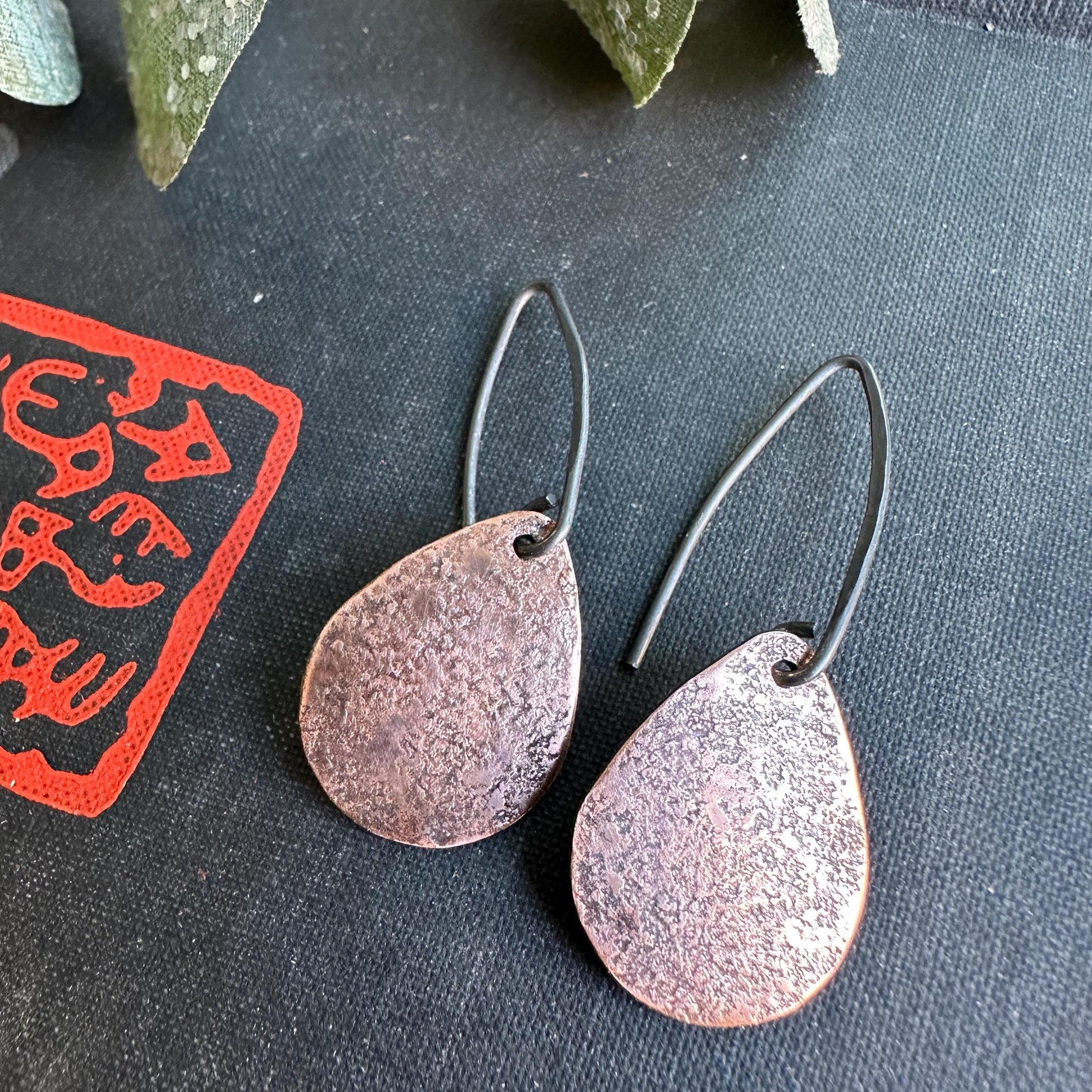 Textured Distressed Copper Earring "Allure" by iNk Jewelry