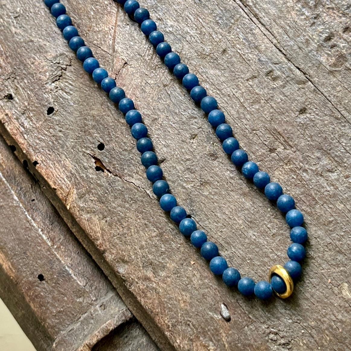 Moonstone Necklace Gift | Aqua Moonstone with Gold Ring, 16–17" Adjustable Chain, Handmade in Colorado by iNk Jewelry
