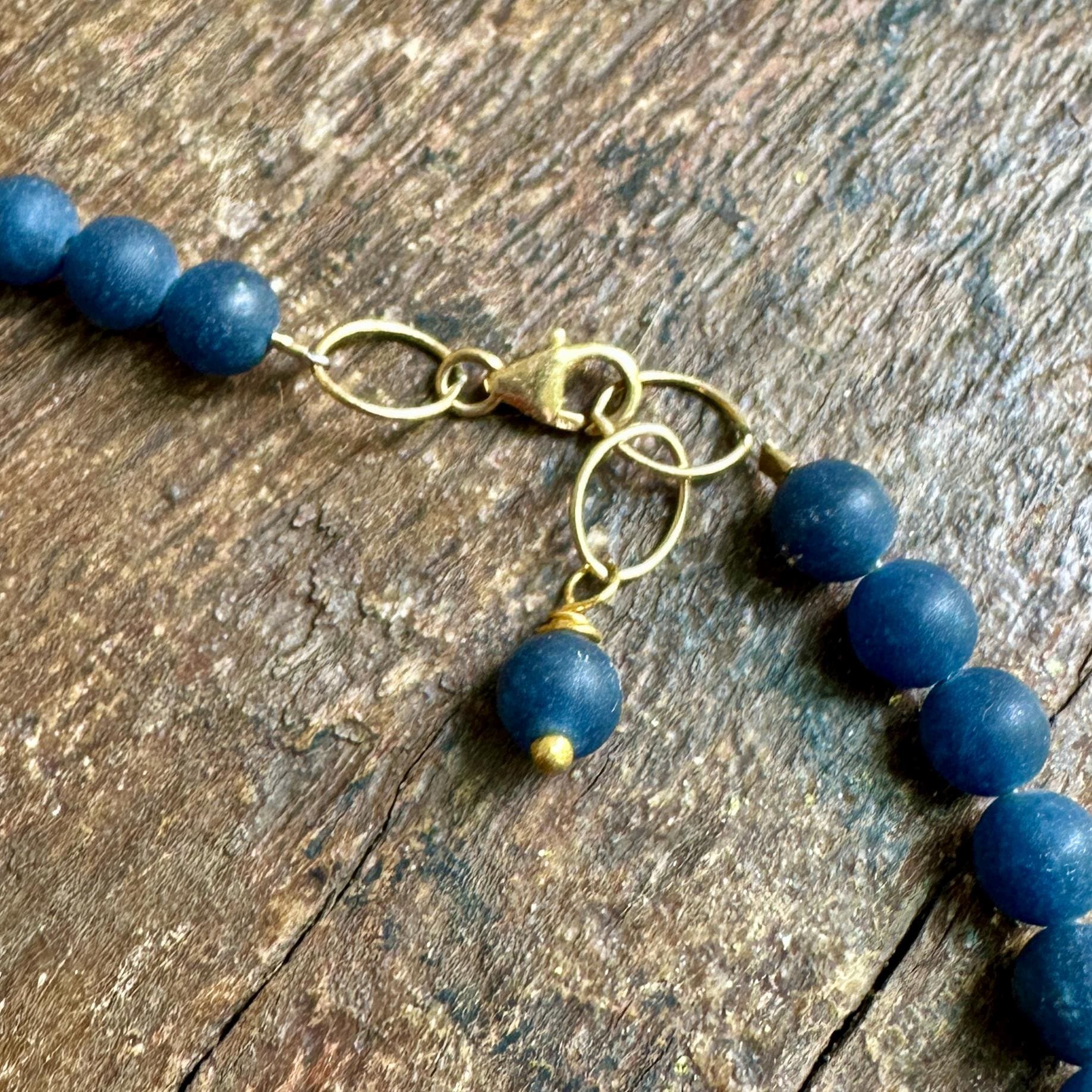 Moonstone Necklace Gift | Aqua Moonstone with Gold Ring, 16–17" Adjustable Chain, Handmade in Colorado by iNk Jewelry