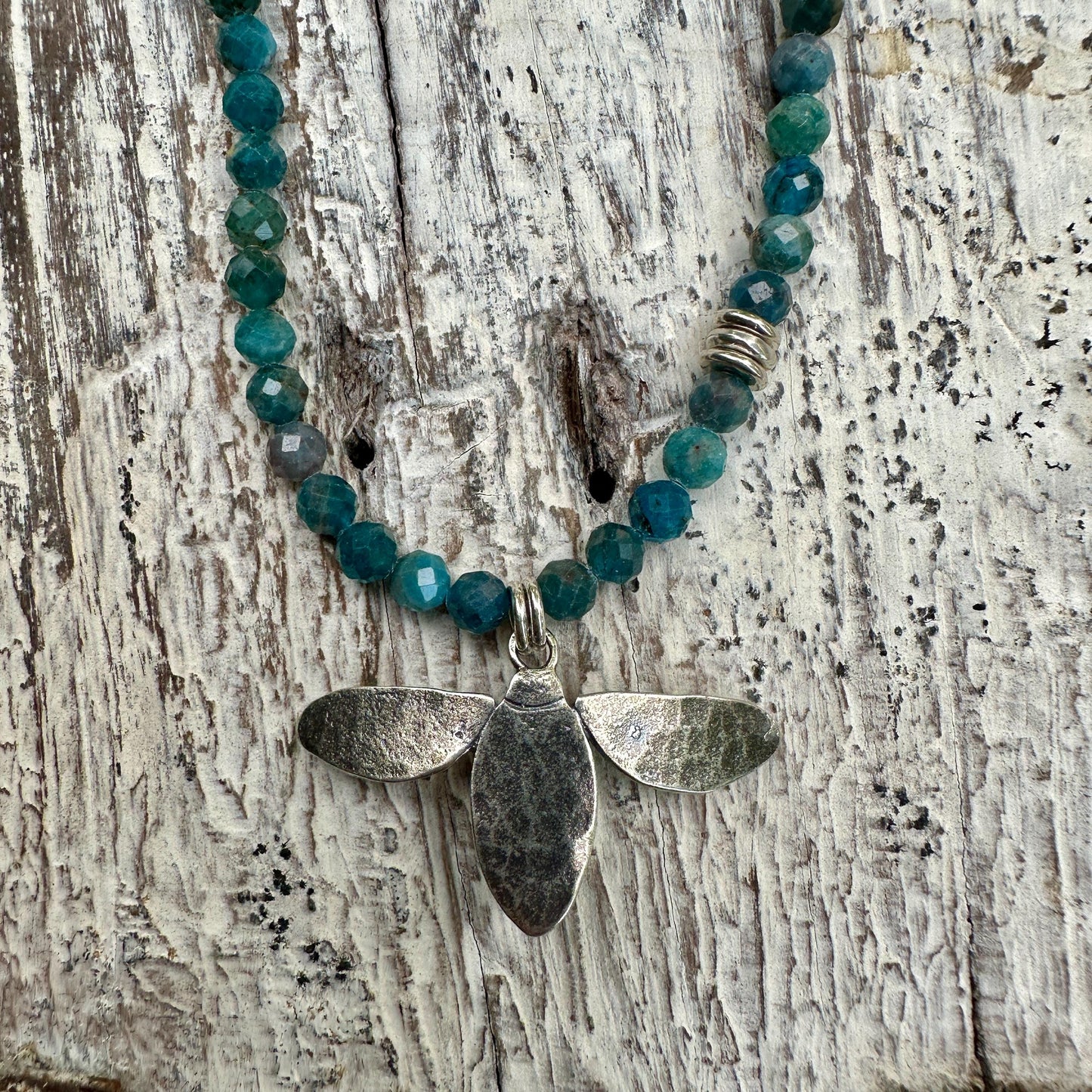 True North Sterling Compass and Raw Emerald Necklace by iNk Jewelry