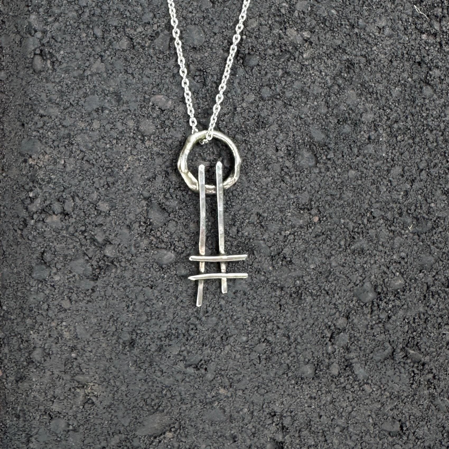 Ladder to the Moon Necklace | Sterling Silver Wire Pendant, Georgia O’Keeffe Inspired, Handmade in Colorado by iNk Jewelry