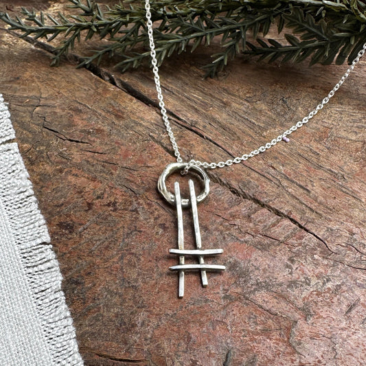 Ladder to the Moon Necklace | Sterling Silver Wire Pendant, Georgia O’Keeffe Inspired, Handmade in Colorado by iNk Jewelry
