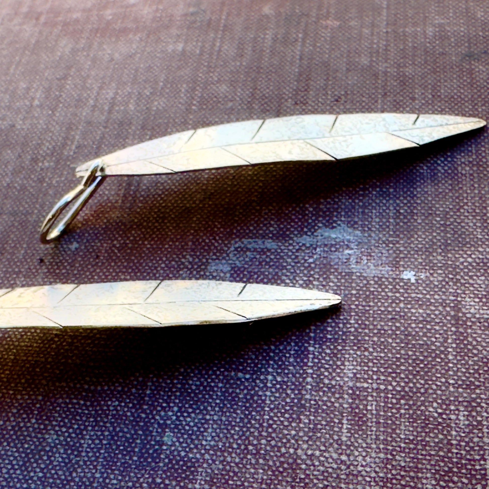 Handmade Sterling Silver Leaf Earrings: Long Boho Dangle Jewelry
