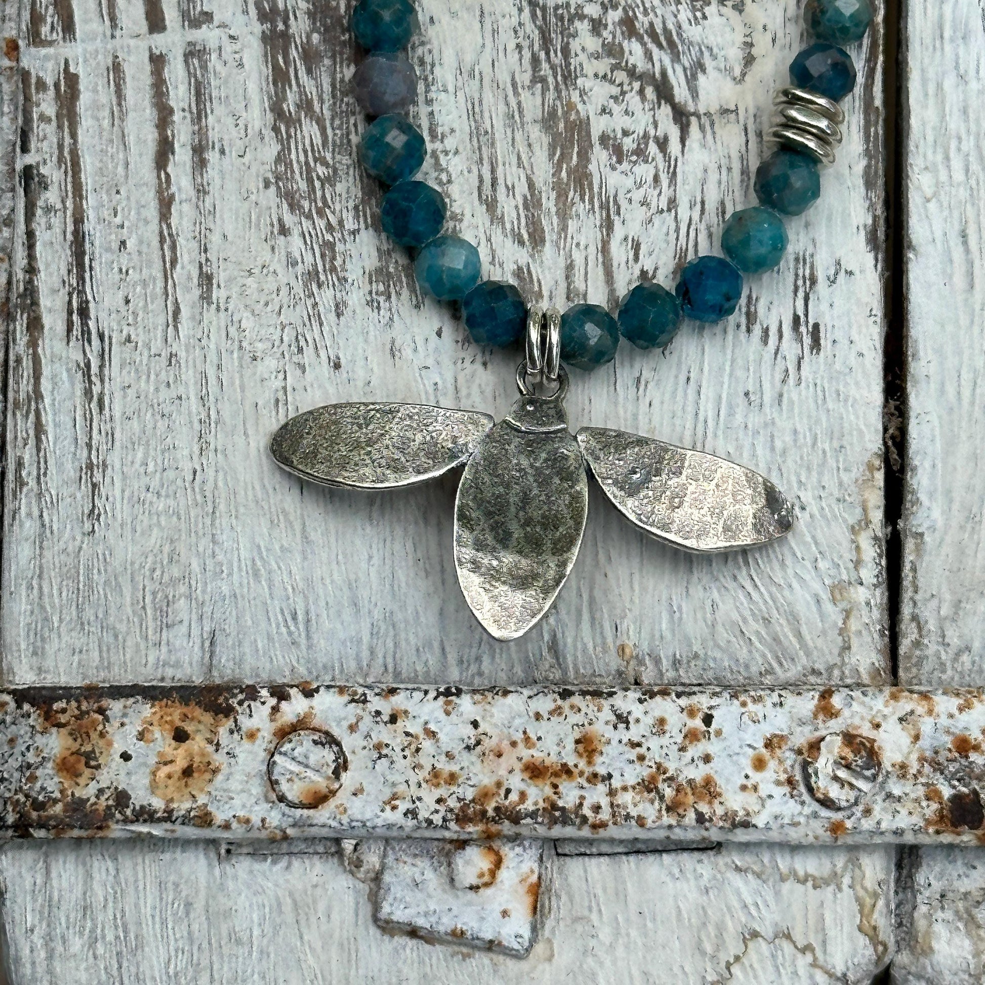 True North Sterling Compass and Raw Emerald Necklace by iNk Jewelry