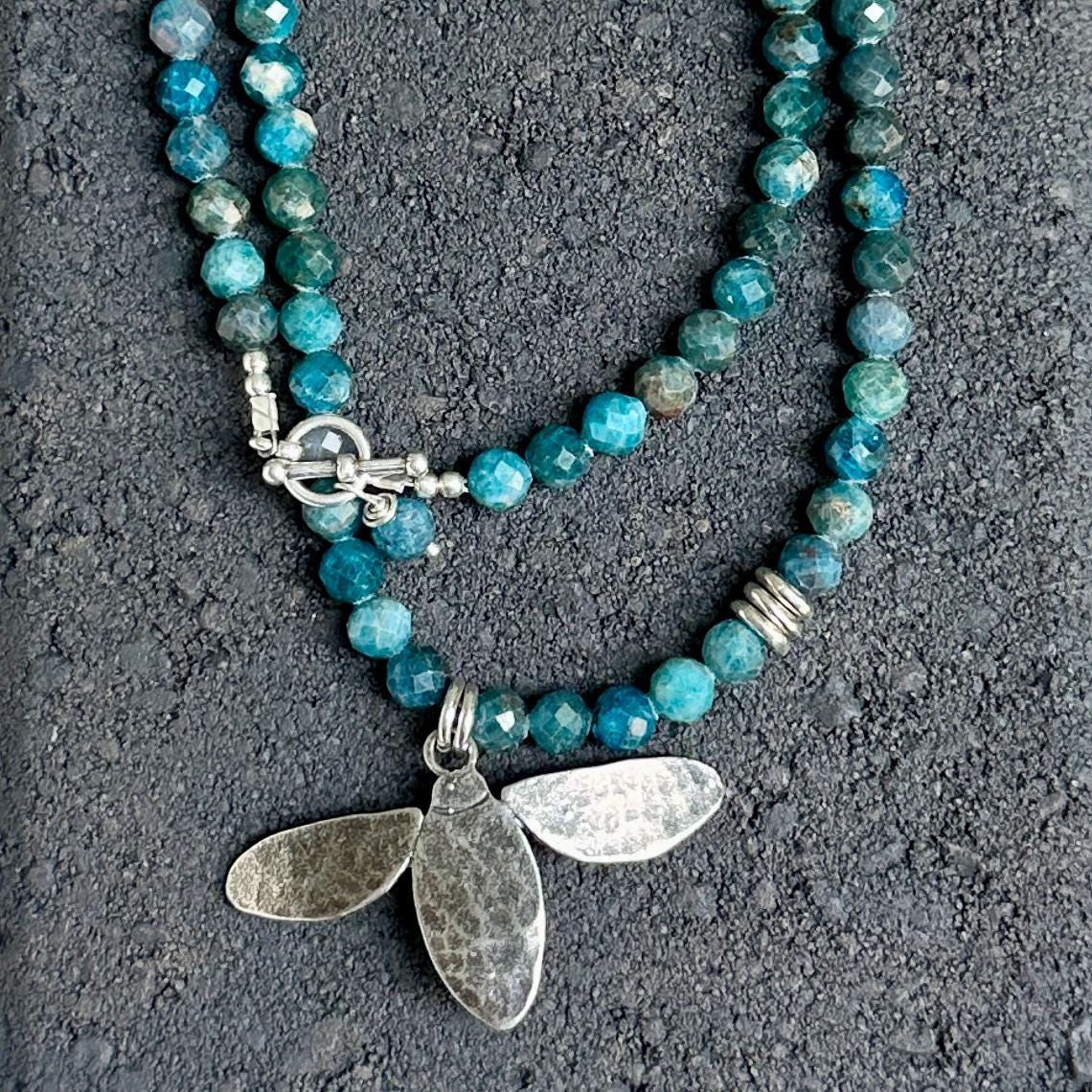 True North Sterling Compass and Raw Emerald Necklace by iNk Jewelry