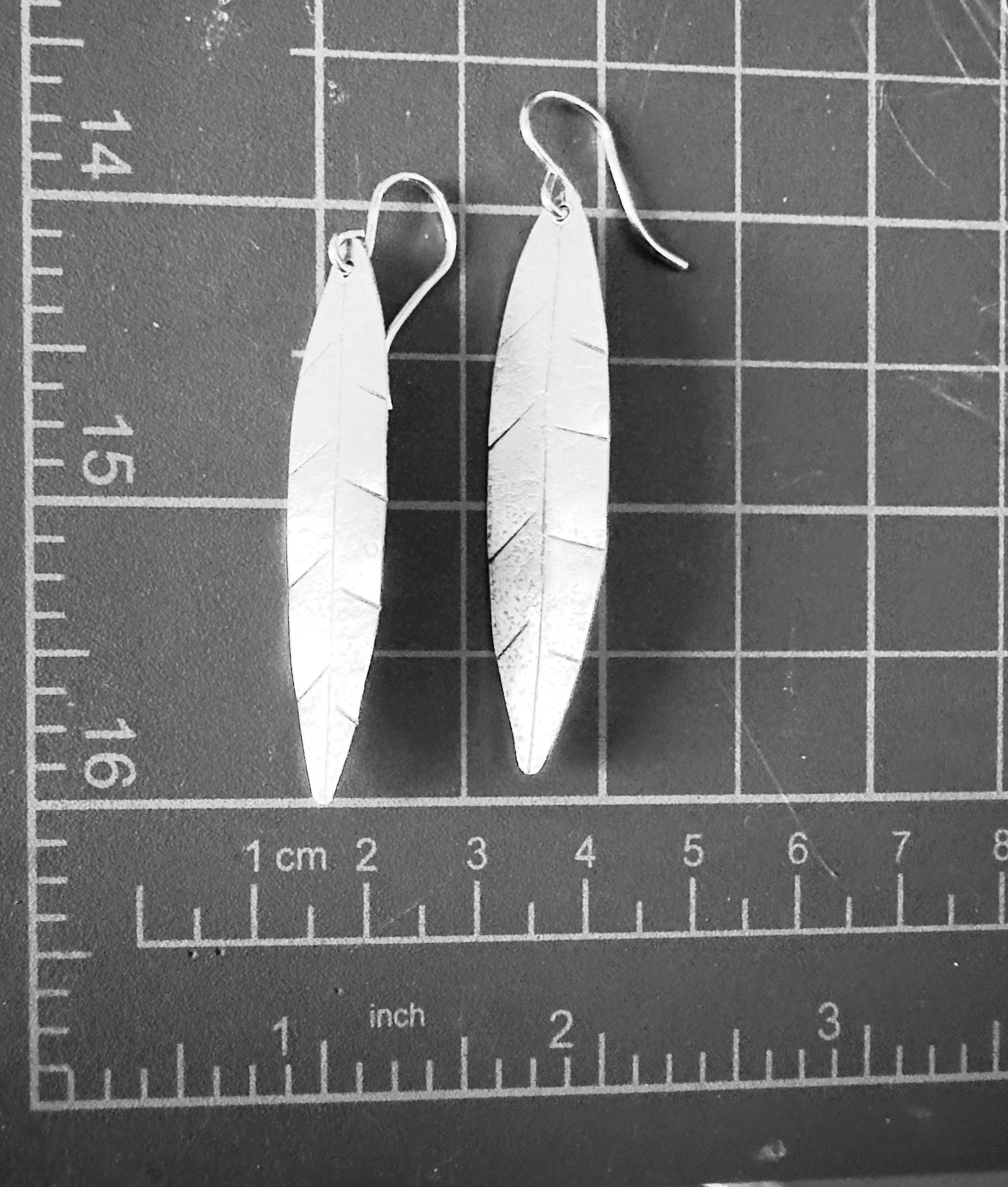 Handmade Sterling Silver Leaf Earrings: Long Boho Dangle Jewelry