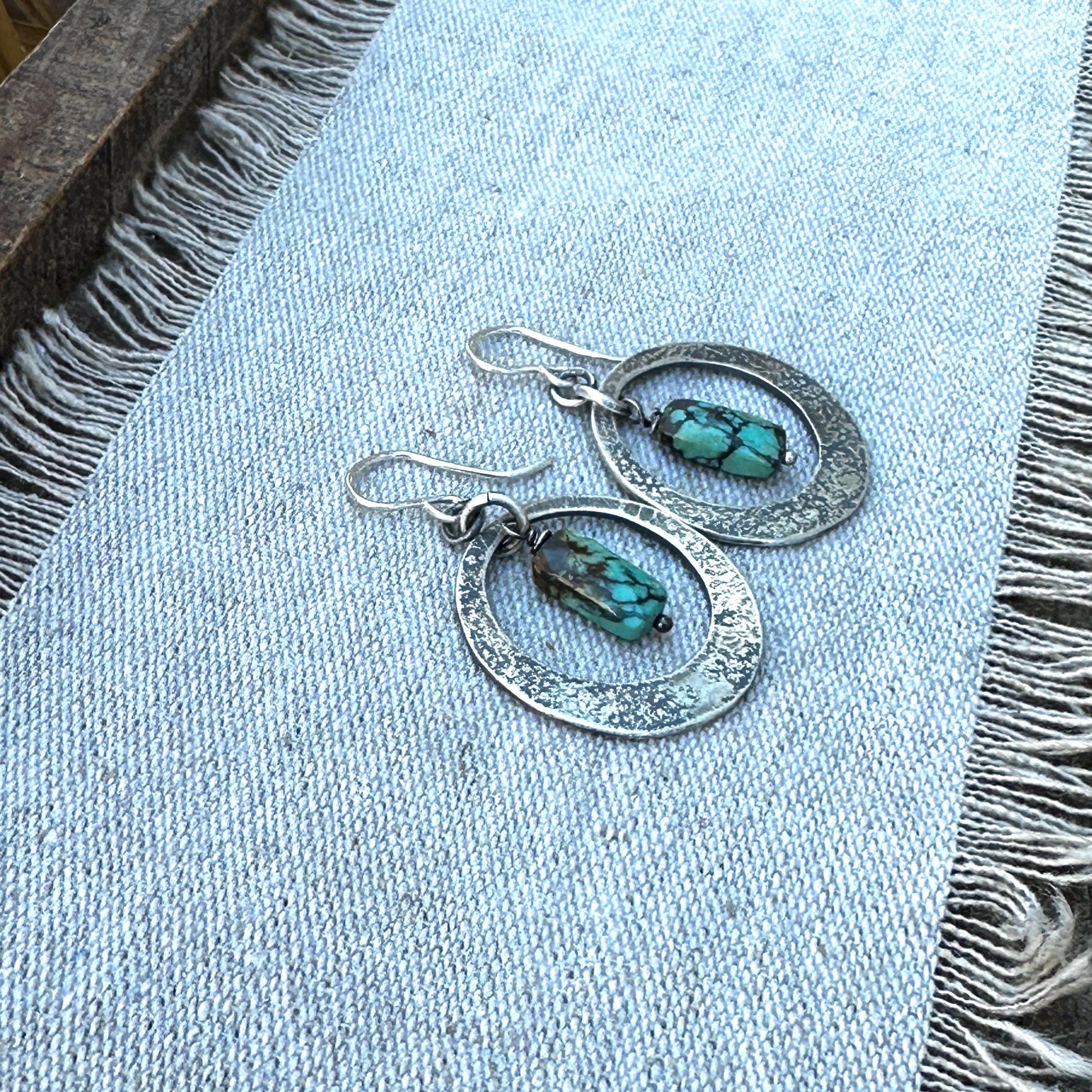 Big Sky Earrings– Sterling Silver Turquoise Dangle Earrings with Faceted Turquoise Beads by iNk Jewelry