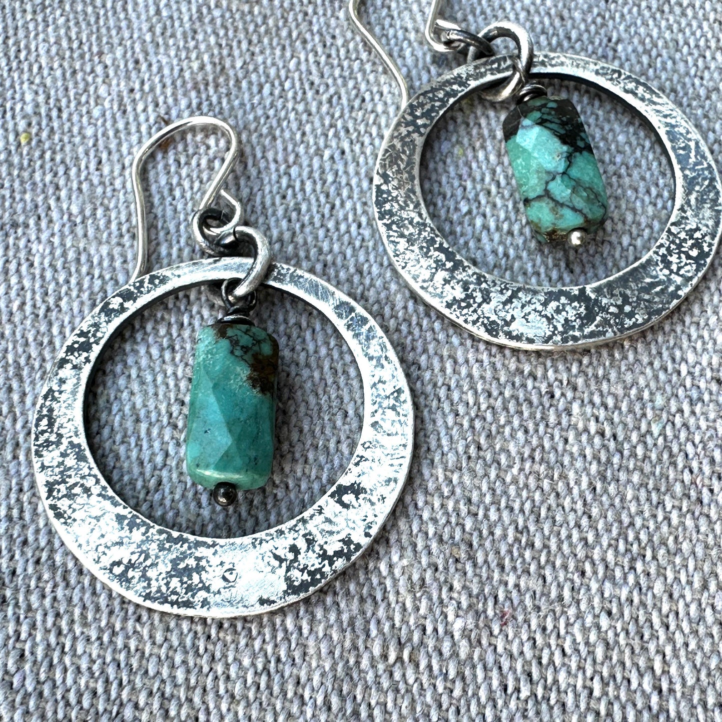 Big Sky Earrings– Sterling Silver Turquoise Dangle Earrings with Faceted Turquoise Beads by iNk Jewelry