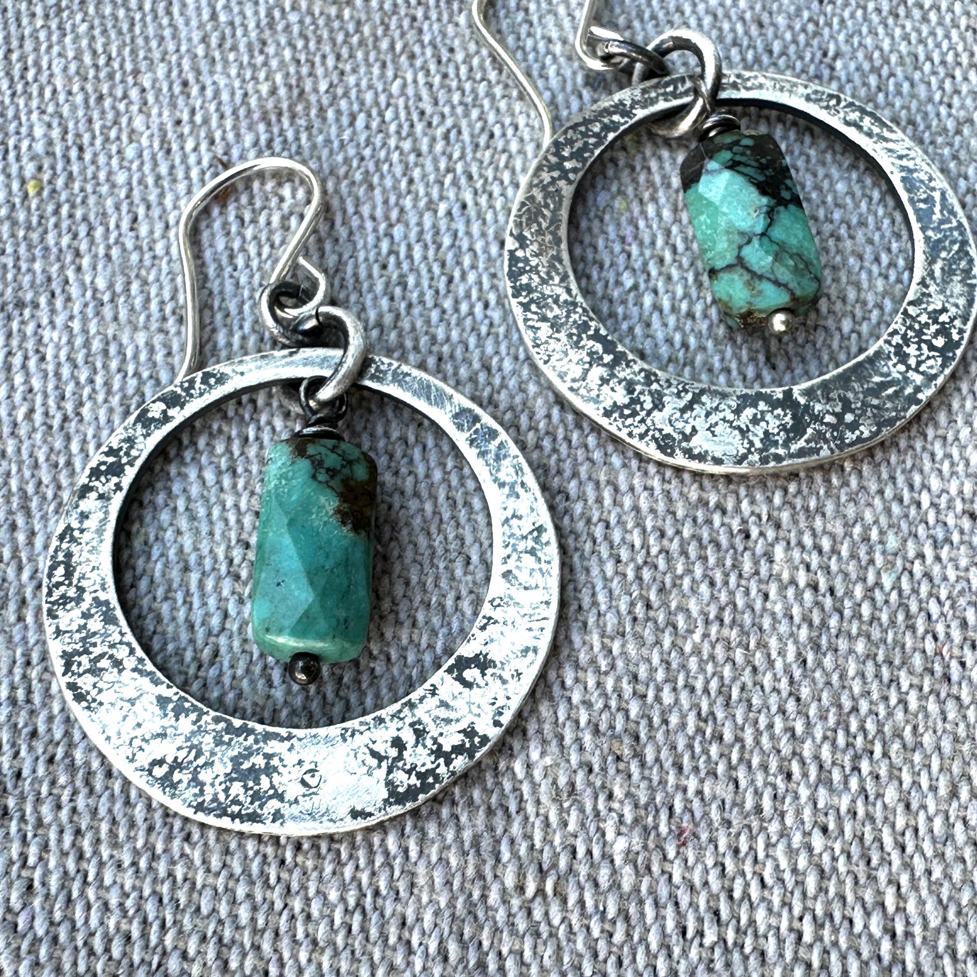 Big Sky Earrings– Sterling Silver Turquoise Dangle Earrings with Faceted Turquoise Beads by iNk Jewelry