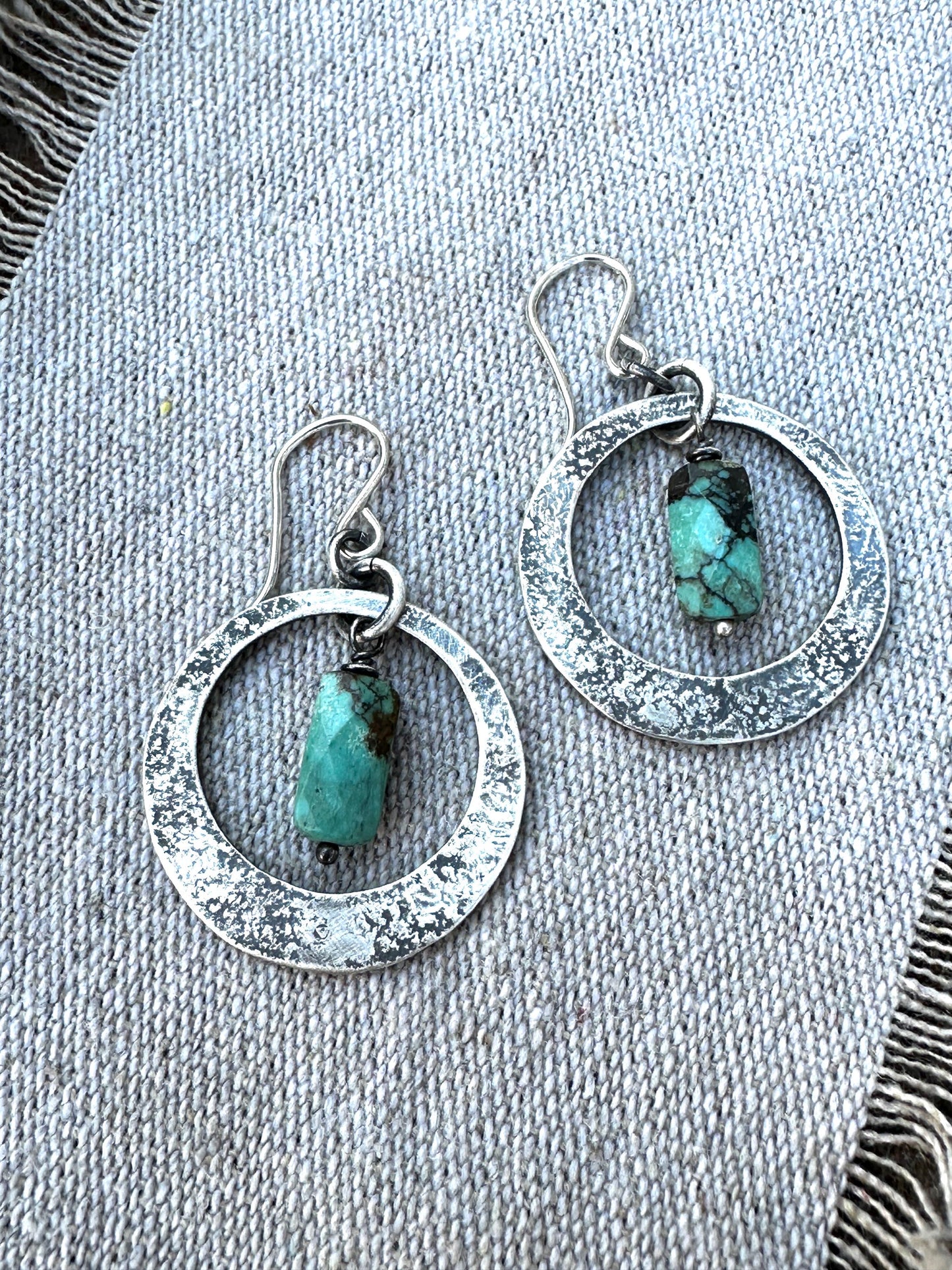 Big Sky Earrings– Sterling Silver Turquoise Dangle Earrings with Faceted Turquoise Beads by iNk Jewelry