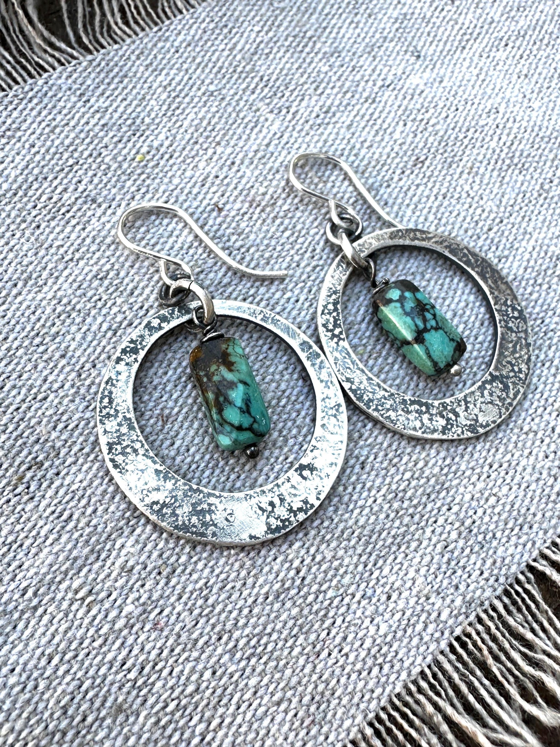 Big Sky Earrings– Sterling Silver Turquoise Dangle Earrings with Faceted Turquoise Beads by iNk Jewelry
