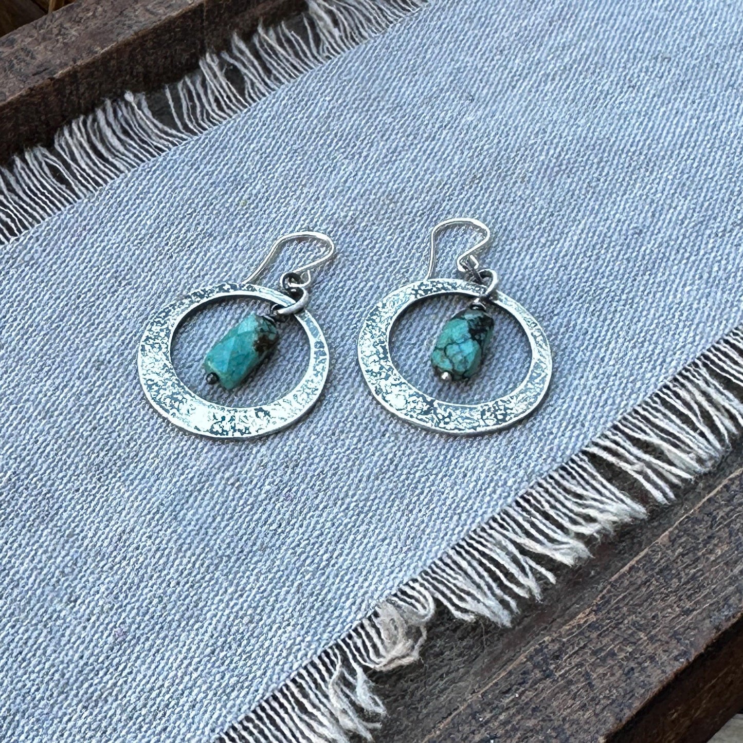 Big Sky Earrings– Sterling Silver Turquoise Dangle Earrings with Faceted Turquoise Beads by iNk Jewelry