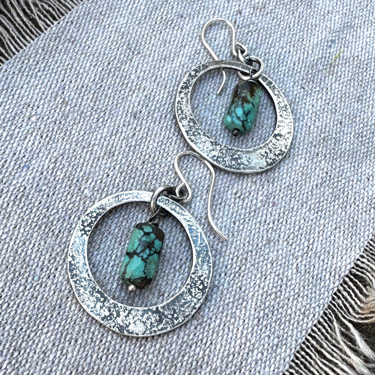 Big Sky Earrings– Sterling Silver Turquoise Dangle Earrings with Faceted Turquoise Beads by iNk Jewelry