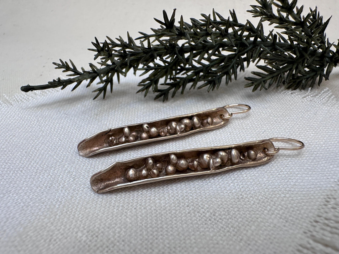 Bounty Earrings – Sterling Silver Dangle Earrings, Oxidized Textured Bar, Artisan Handmade, 2” Drop, Rustic Modern Jewelry