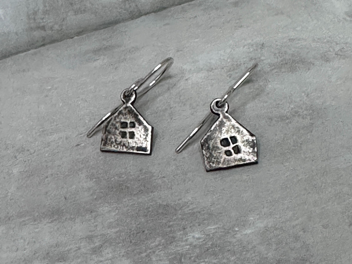 Haven Tiny House Earrings Sterling Silver Rustic Dangle Handmade Oxidized Cottage Jewelry Gift by iNk Jewelry