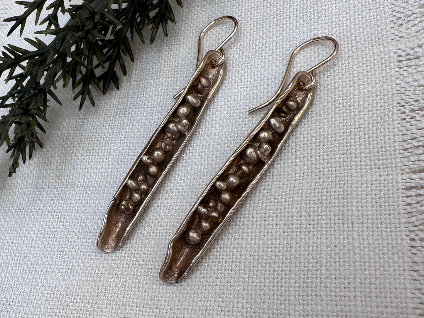 Bounty Earrings – Sterling Silver Dangle Earrings, Oxidized Textured Bar, Artisan Handmade, 2” Drop, Rustic Modern Jewelry
