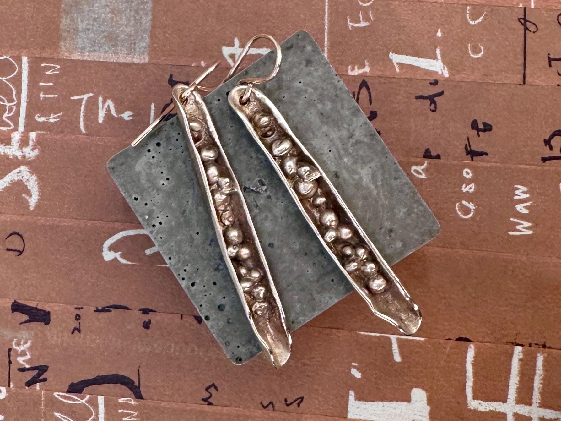 Bounty Earrings – Sterling Silver Dangle Earrings, Oxidized Textured Bar, Artisan Handmade, 2” Drop, Rustic Modern Jewelry