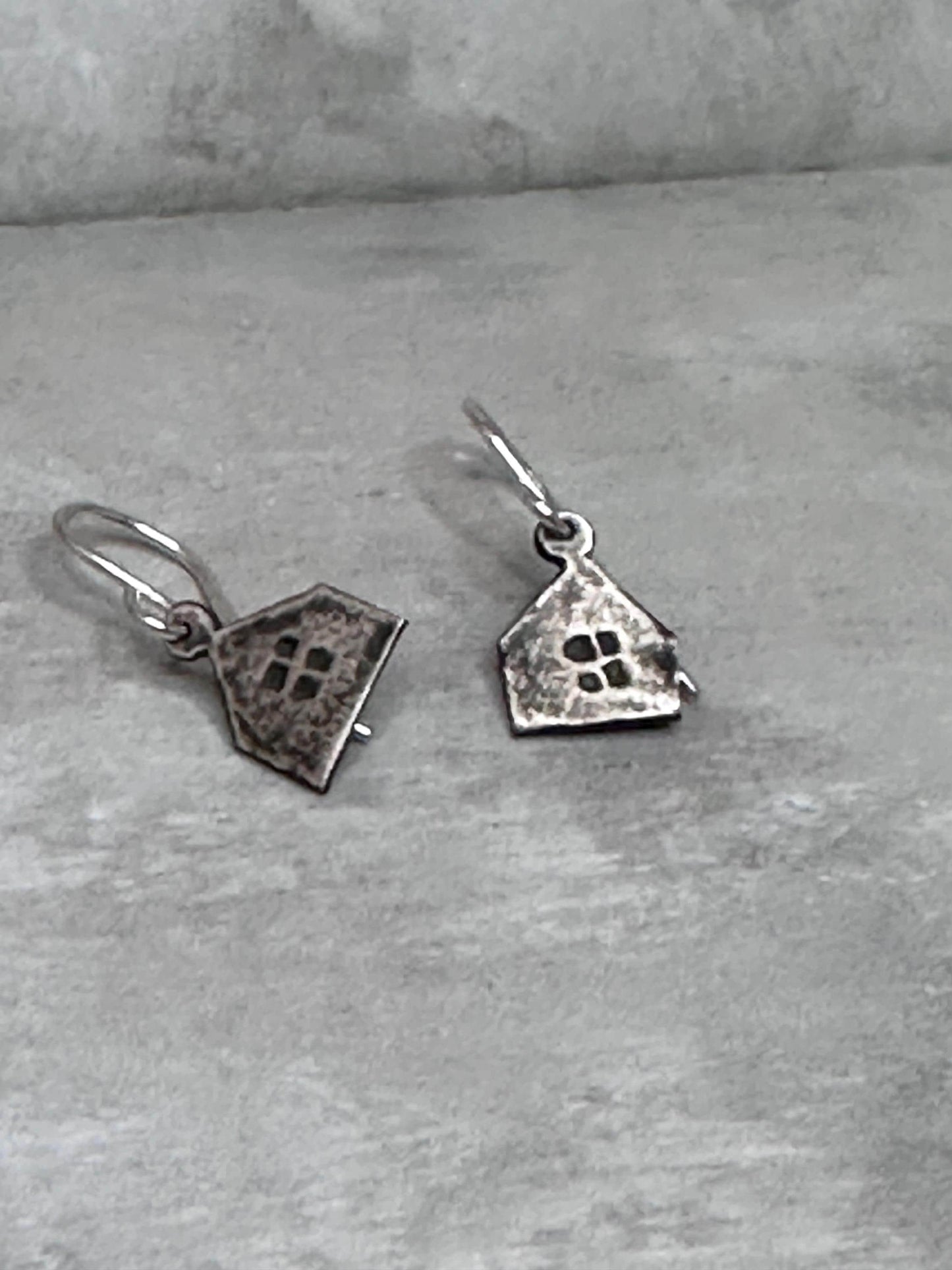 Haven Tiny House Earrings Sterling Silver Rustic Dangle Handmade Oxidized Cottage Jewelry Gift by iNk Jewelry