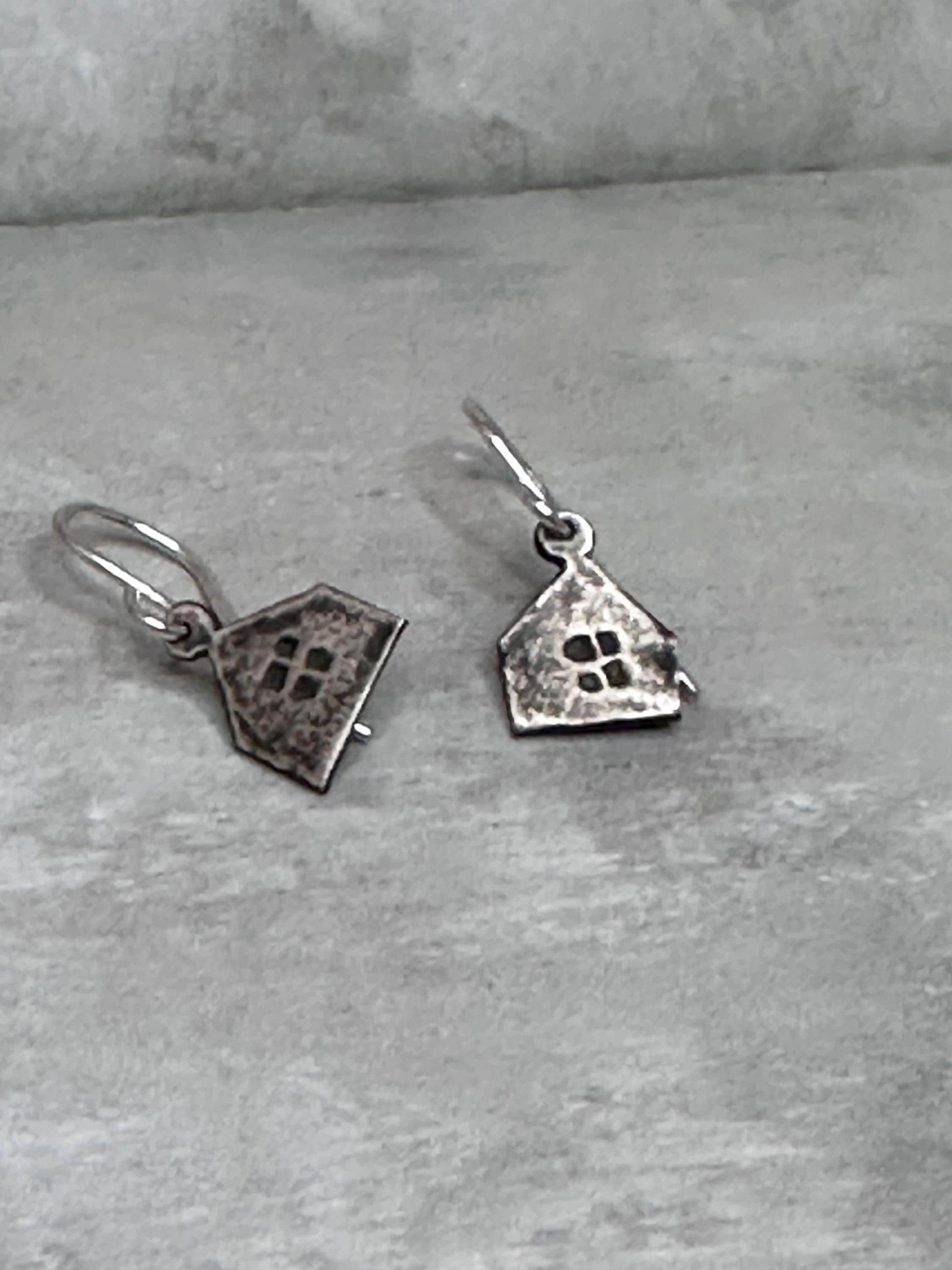 Haven Tiny House Earrings Sterling Silver Rustic Dangle Handmade Oxidized Cottage Jewelry Gift by iNk Jewelry