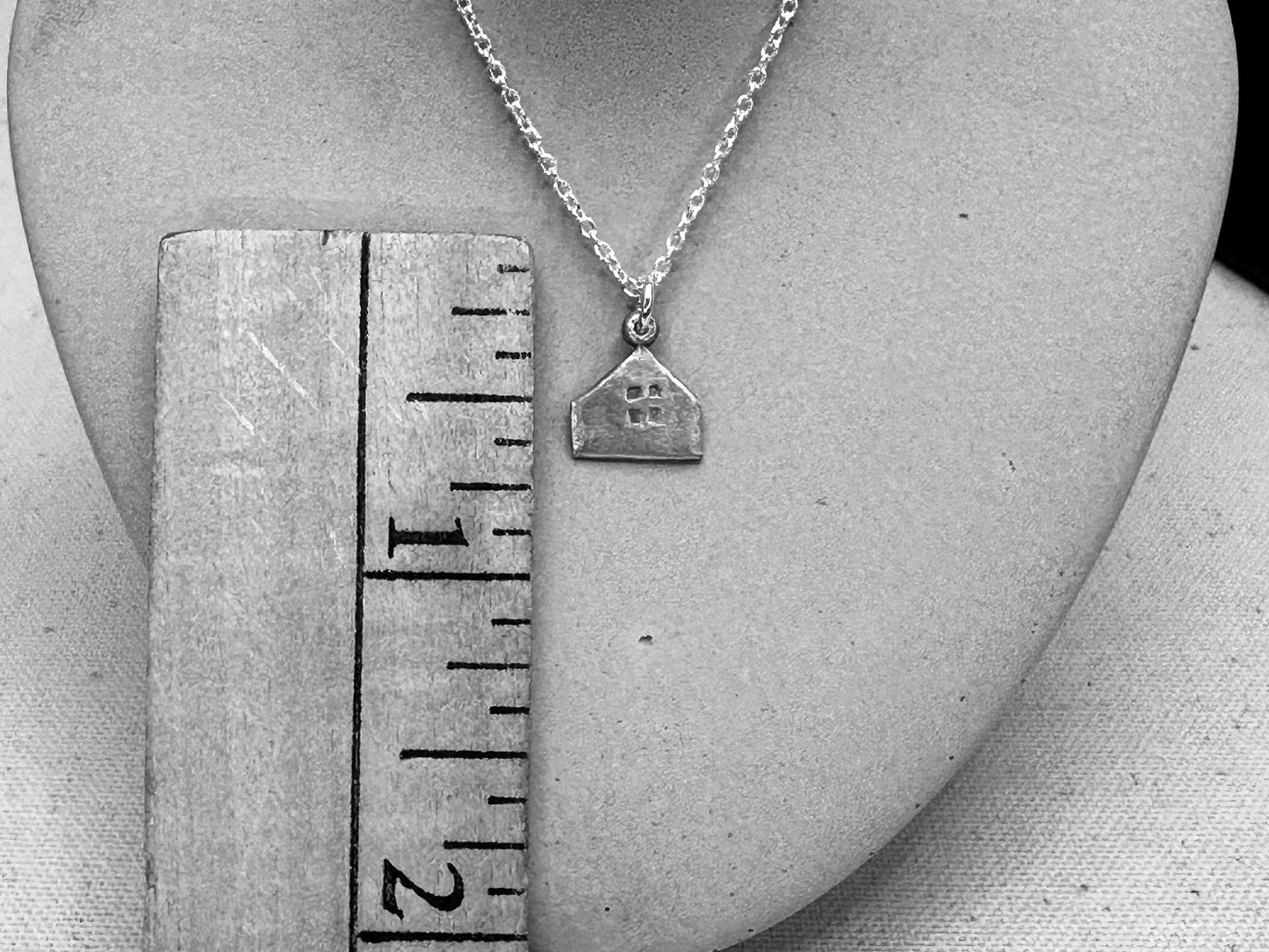 Haven Tiny House Necklace Sterling Silver Rustic Dangle Handmade Oxidized Cottage Jewelry Gift by iNk Jewelry