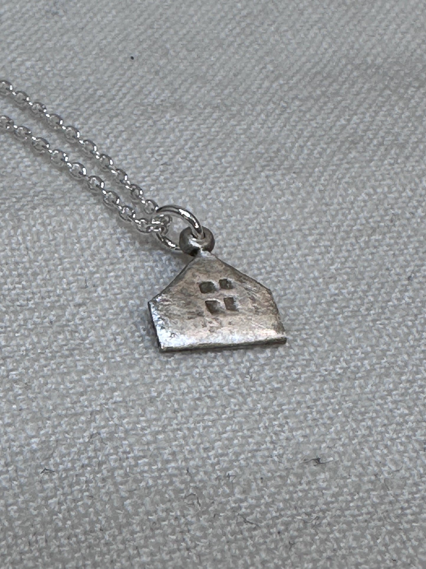 Haven Tiny House Necklace Sterling Silver Rustic Dangle Handmade Oxidized Cottage Jewelry Gift by iNk Jewelry